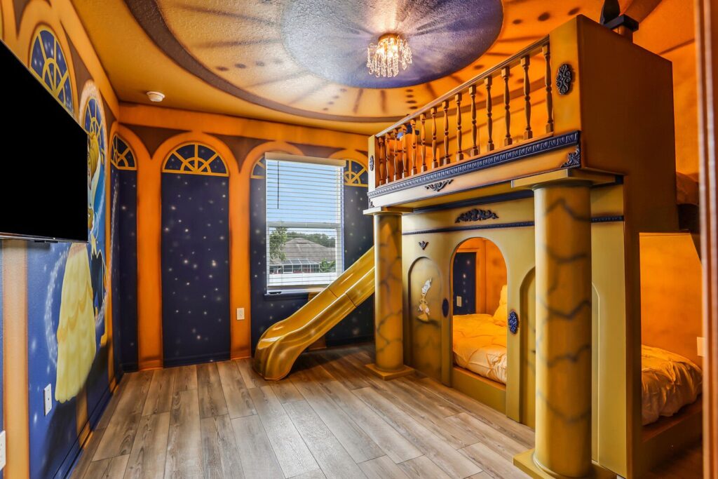 A themed room of Beauty and the Beast